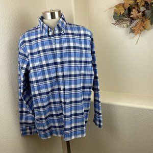 Lands' End Men's Sail Rigger Oxford Shirt Button‎ Down Plaid Traditional Fit XL